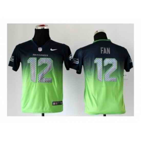 Nike Youth jerseys seattle seahawks #12 fan blue-green[Elite II drift fashion]